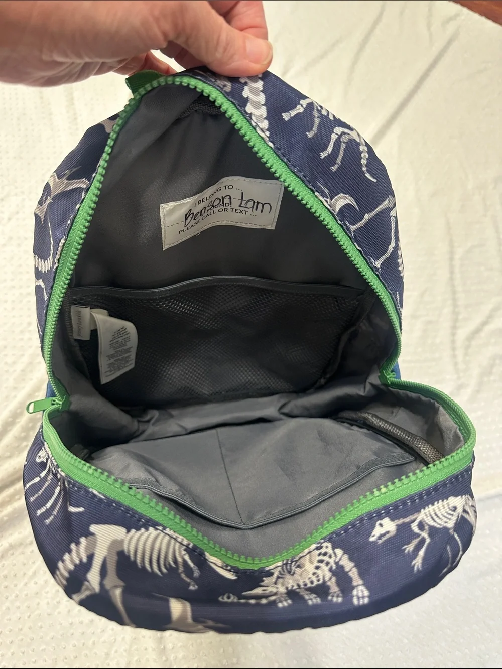 PBK POTTERY BARN KIDS Astor Navy Dinosaur Bones Backpack Small Back Pack